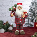 Babbo Natale Pigiama Rosso Scozzese H60 cm con Mini Lucciole e Suoni