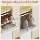 Scarpiera Slim con 4 Cassetti Ribaltabili per 20 Paia di Scarpe 105x24x92,5 cm Design Moderno in MDF Bianco  