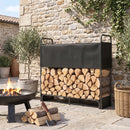 Portalegna da Interno ed Esterno 132x38x118 cm con Copertura e Borsa in Oxford 600D Portata 300 kg in Acciaio Zincato Nero      