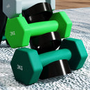 Set 6 Pesi Manubri con Supporto Coppie da 1-2-3 Kg in Metallo Verde e Nero   