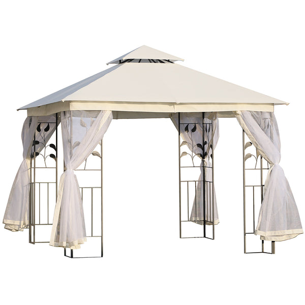 Gartenpavillon 3x3m mit Moskitonetz aus Stahl und weißem Polyester online