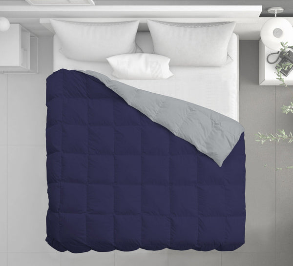 Bettdecke aus Entenfeder 350gr Doubleface Dunkelblau/Hellgrau online