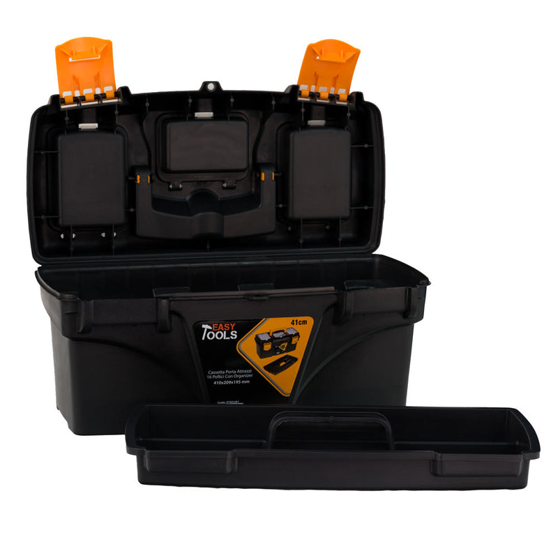 Cassetta Porta Attrezzi 41x20,9,5x19,5 cm in Plastica Nero