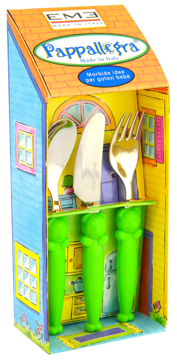 sconto Besteckset für Kinder aus Eme Pappallegra Green Steel