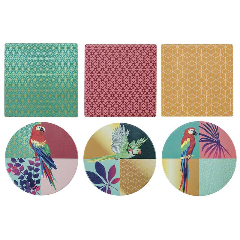 Set 6 Sottobicchieri 10x10x1 cm  in Ceramica VdE Tivoli 1996 Parrot