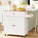 Carrello da Cucina Piano a Ribalta Isola Multiuso con Portaspezie e Portasciugamani 106x42x87 cm Rivestimento in Melamina Bianco  