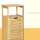 Mobiletto Bagno con Cesto Bucato 40x30x86,5 cm in MDF e Bambù Naturale