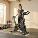 Cyclette 111,5x52,5x114,5 cm Stazionaria con APP Resistenza Magnetica 0-100% in Acciaio Nero      