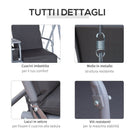 Dondolo 2 Posti da Giardino 175x112x165 cm con Tavolino Tessuto Oxford Grigio