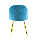 Set 4 Sedie 50x45x80 cm in Tessuto Vellutato Piedi Oro Blu