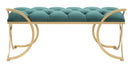 Panca Glam Luxy Verde 103x43x47 cm in Ferro e MDF e Spugna e Poliestere Verde e Oro