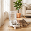Distributore di Acqua per Gatti e Cani Automatico a Gravità 8 L 19,3x32,8x43,4 cm con Ciotola in Acciaio Inox e ABS Bianco      
