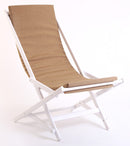 Sedia Sdraio Pieghevole in Legno Dondolina Laccata Bianca Tessuto Corda