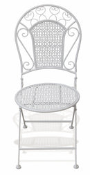 Set Tavolino e 2 Sedie Pieghevoli da Giardino in Ferro Battuto Soriani New Loire Breafast Bianco