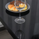 Set da Pranzo Tavolo con Piano in Vetro e 4 Sedie in Metallo e Similpelle  Nero