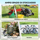 Capanno Box da Giardino 195,5x158,5x188 cm con 2 Porte Scorrevoli in Acciaio Nero      