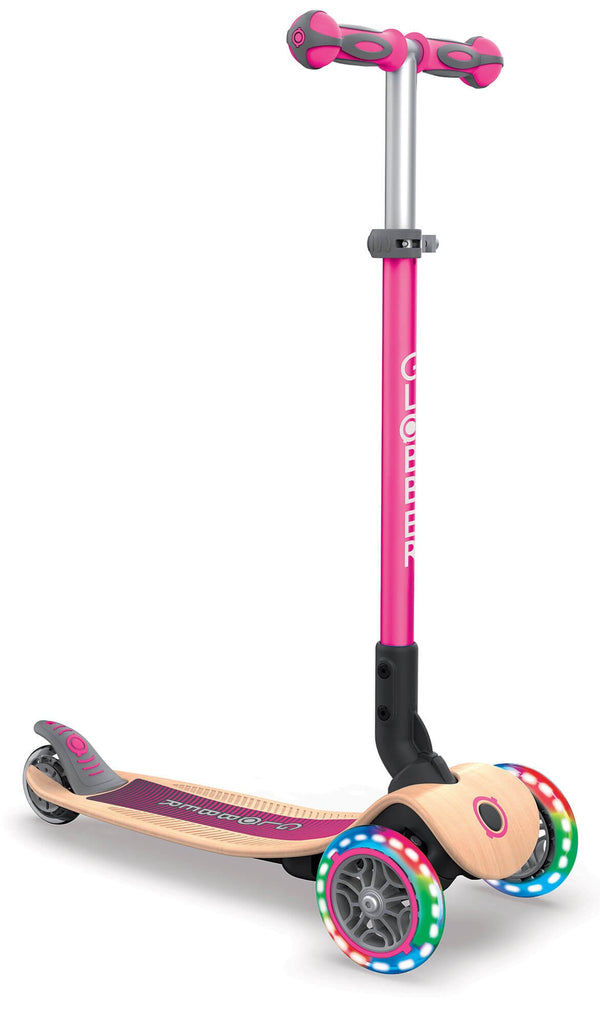 prezzo Scooter 3 Räder LED Faltbar 3 Höhen Max 50 Kg Globber Primo Faltbar Holz Rosa