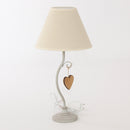 Lampada da Tavolo 20xH46 cm in Metallo con Decorazione Cuore Grigia