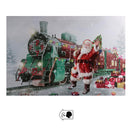 Quadro legno led babbo natale rettangolare cm 60x40x1,8