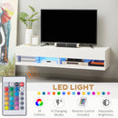 Mobile TV Sospeso fino a 65” 150x40x30 cm con Luce LED in Truciolato Bianco Lucido