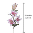 Set 3 Rami Artificiali Lilium Composto da 5 Fiori H 100 cm