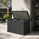 Baule da Esterno 400 L 124x66x72 cm con Serratura e 2 Chiavi in Acciaio Zincato Nero      