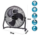 Ventilatore ad Alta Velocità Ø 45 cm 3 Pale 100W in Acciaio Laminato e Alluminio Nero      