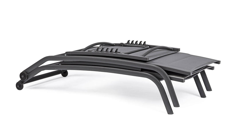 Lettino Prendisole da Giardino 61x192x96 cm con Ruote in Alluminio Antracite