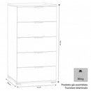 Mobiletto 5 Cassetti Rovere Grigio 75x38x103 h cm in Truciolare bilaminato Rovere grigio