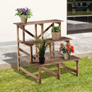 Scaletta Fioriera Portavasi da Giardino a 3 Ripiani in Legno di Abete 80x80x80 cm 