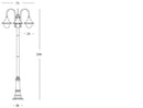 Lampada Palo Tre Luci per Giardino Colore Ruggine per Esterno Linea Deluxe Livos