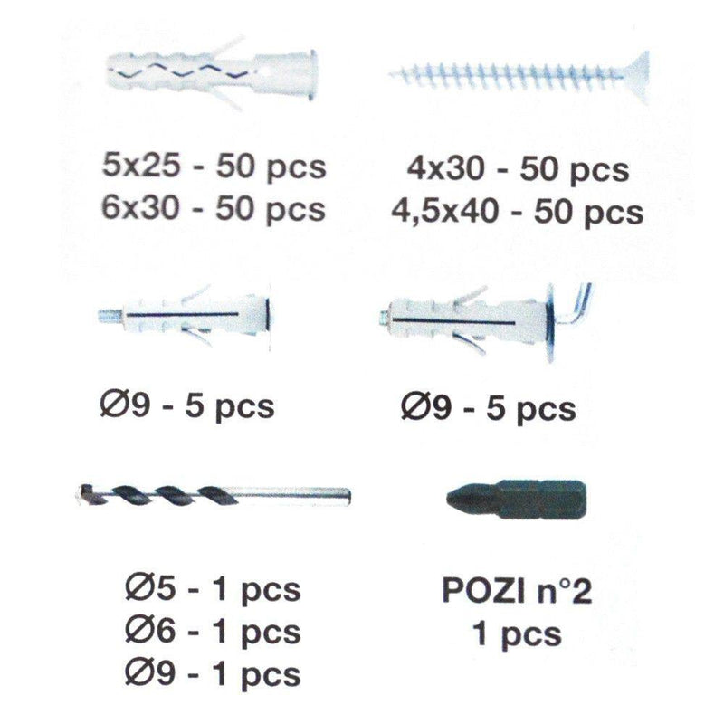 Set Punte + Tasselli Professionali 214 Pz con Box Porta Minuteria