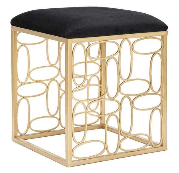 prezzo Bubbles Hocker 38x38x46 cm aus Eisen und Schwamm und goldenem und schwarzem Stoff