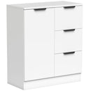 Credenza Moderna 60x30x70 cm con 3 Cassetti e Anta Soft-Close in Truciolato Bianco      