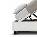 Letto Singolo Contenitore Imbottito Similpelle Bianco BoxMax Testata Flat Varie Misure