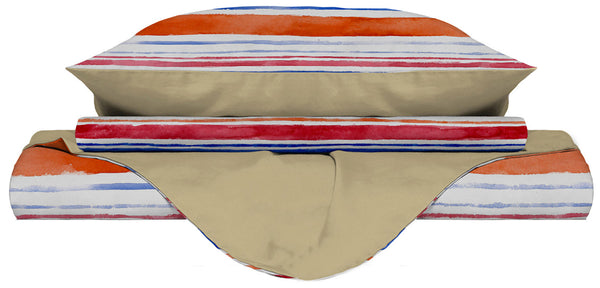 Bettbezug mit Aufdruck auf Tasche und Kissenbezügen Wendestreifen acquista