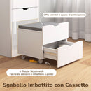 Toeletta 3 in 1 50x40x78 cm con Specchio Ribaltabile Sgabello e Cassetti in MDF Bianco      