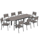Set  9 Pezzi Pranzo da Esterno con Tavolo Estensibile in Alluminio e 8 Sedie Grigio      