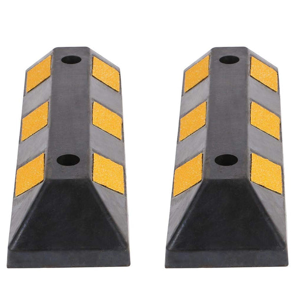 acquista Set 2 Fermaruota Gomma Dura Ferma Ruota Ruote Parcheggio Garage Catarifrangenti