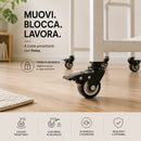 Tavolo Scrivania Pieghevole 100x50x75 cm con 4 Ruote con Freno in MDF e Ferro      
