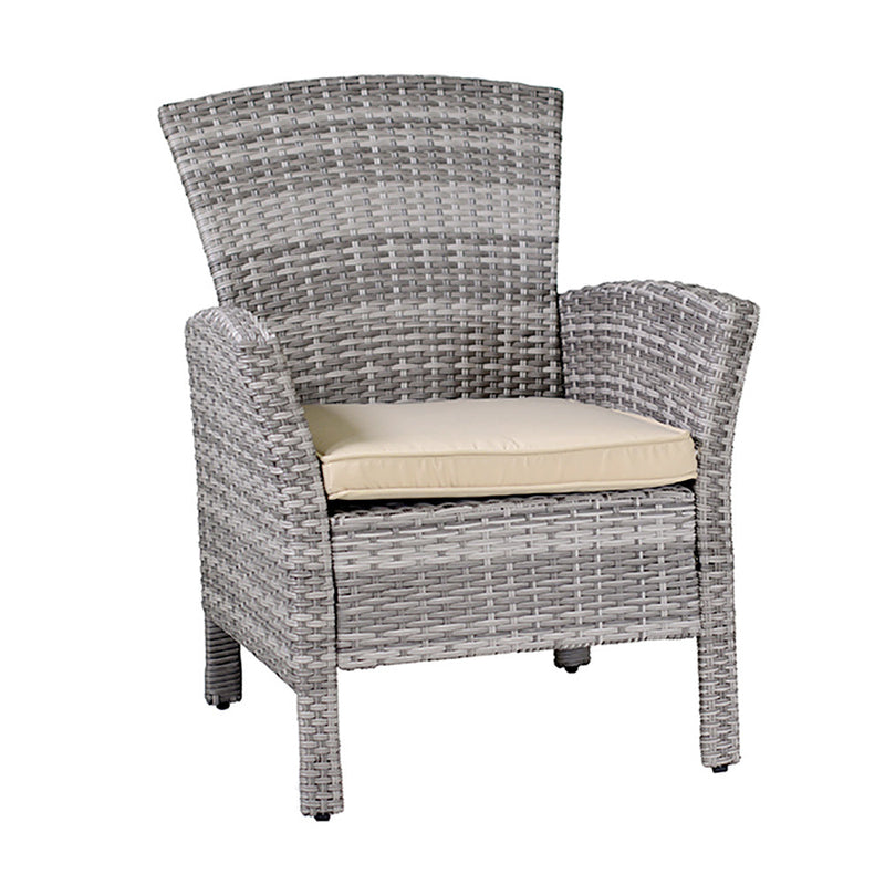 Set da Giardino Divano 2 Poltrone e Tavolino in Polyrattan Amalia Grigio