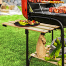 Barbecue a Carbone  98x54x91 cm Coperchio con Presa d'Aria Regolabile 3 Ripiani e Ruote in Acciaio e Legno Rosso  