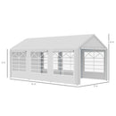 Gazebo da Giardino 600x300x280 cm 3 Stanze e Porte a Cerniera Bianco   