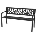 Panchina da Giardino  2 Posti  con Schienale Decorato e Braccioli 125x50x75 cm in Acciaio Nero