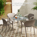 Set 4 Sedie da Giardino 60x56x75 cm Impilabili in Polipropilene Grigio 