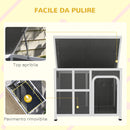 Cuccia per Cani di Taglia Piccola e Media 90x62x71 cm con Finestrelle e Ingresso a Tenda in Legno di Abete Grigio Chiaro  