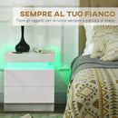 Comodino con LED RGB 45x35x52 cm 2 Cassetti in Truciolato Bianco
