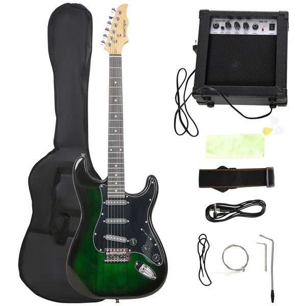sconto Chitarra Elettrica con Amplificatore 15W e Accessori Nera e Verde