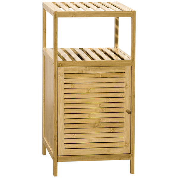 sconto Mobiletto Bagno Armadietto con Anta 33x36,5x67 cm in Bambù a Doghe Naturale