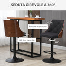 Set 2 Sgabelli da Bar 47,5x50x93,5-116 cm Seduta  in Lino Poliestere Nero e Noce